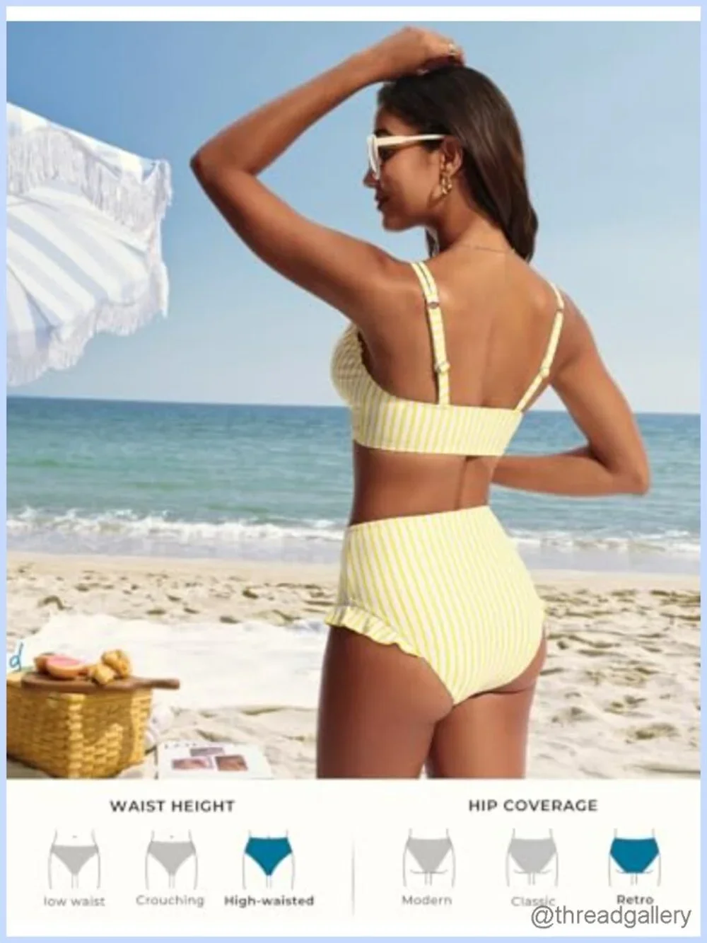 High Waisted Bikini Set Ruffle Two Piece Women Swimwear Removable Pads